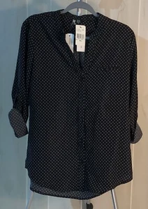 NEW KUT from the Kloth Sinclaire woman's Small blouse black & white polkadot top - Picture 1 of 8