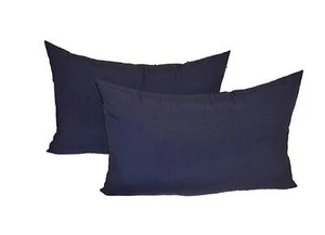 Set of 2 Solid Navy Blue Outdoor Lumbar Rectangle Decorative Throw Pillows - Picture 1 of 3