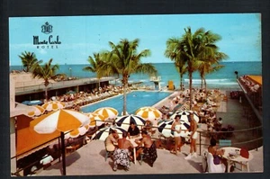 1963 MIAMI BEACH, FL * MONTE CARLO HOTEL ~ POOL AREA * POSTED VINTAGE CHROME  - Picture 1 of 2