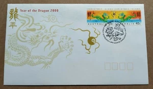 2000 Christmas Island Zodiac Animals Lunar Year of the Dragon 2v Stamps FDC - Picture 1 of 3