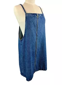 Cotton On women's SZ14 zip/front apron/lagenlook/boho denim dress EUC - Picture 1 of 6