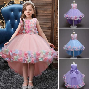 Kids Flower Girls Wedding Bridesmaid Party Princess Dress Pageant Birthday Gown - Picture 1 of 36