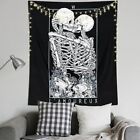 Skull Tapestry Kissing Lover Black And White Tarot Skeleton Flower Tapestry1300