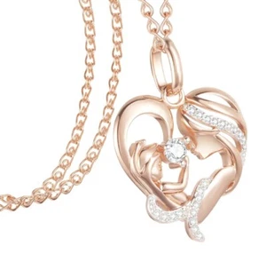 Kette mit Mutter Und Kind Anhänger Roségold Farbe Straß Steinchen - Bild 1 von 2