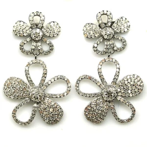 925 Sterling Silver White Zircon Earrings White Gold Plated - Picture 1 of 4