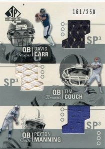 2002 SP Authentic - PEYTON MANNING David Carr TIM COUCH - Triple Jersey #d/250 - Picture 1 of 1