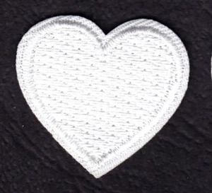 WHITE HEART 1" Iron On Embroidered Patch Love Valentine Romance - Picture 1 of 1