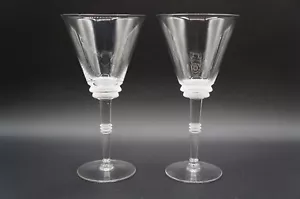 Set of 2 Lalique St Aignan Wine Glasses France Crystal. Chips on Rim - Picture 1 of 12