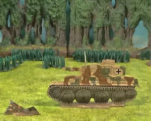 30MM FLAT ZINNFIGUREN WWII LATE WWII GERMAN PANZER TANK W/ FIELDGREY INFANTRYMAN - Picture 1 of 4