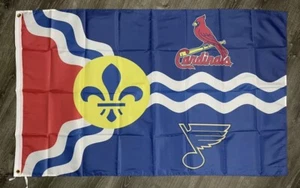 St. Louis Cardinals Blues MLB NHL Flag 3x5 ft Sports Banner Man-Cave Garage Bar - Picture 1 of 2