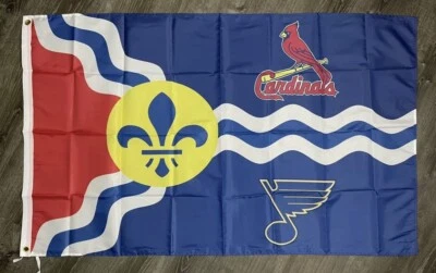St. Louis Cardinals Blues MLB NHL Flag 3x5 ft Sports Banner Man-Cave Garage Bar - Image 1 of 2