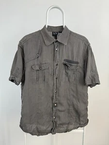 Vintage Armani Exchange Short Sleeve Linen Shirt Size M - Picture 1 of 4