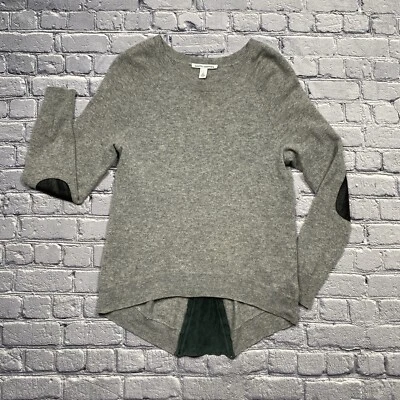 Autumn Cashmere Women's Sweater Size S Gray 100% Cashmere Elbow Patches Zip Back - Image 1 of 4