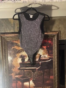 Zara Strass Body schwarz silber Einteiler ärmellos 1014/851 Gr. L *LESEN - Bild 1 von 12