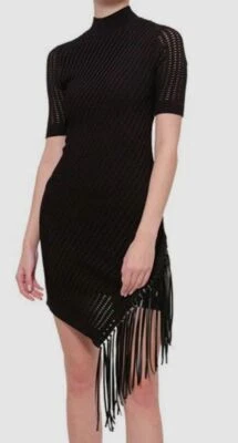$546 Vestido Suéter Jonathan Simkhai Para Mujer Negro Asimétrico Pointelle Talla S Foto 1 de 4