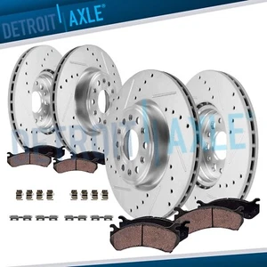 Front Rear Drilled Brake Rotors and Ceramic Brake Pads for 2019 - 2023 Ram 1500 - Picture 1 of 8