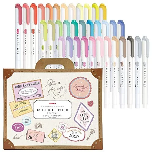 ZEBRA WKT7-35C Mildliner Highlighter Pens 35 Color Set Gift Box Included Japan