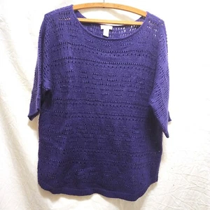 Chico's Purple Knit Short Sleeve Pullover Sweater Top 1 M 8 - Picture 1 of 4