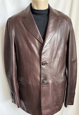 Chaqueta deportiva para hombre Giorgio Armani piel de cordero marrón, 2 botones, talla 50” Foto 1 de 4