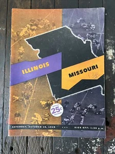 1949 University Illinois Football Program Vs Missouri Tigers October 15 Illini - Picture 1 of 7