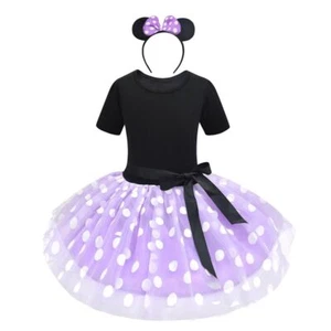 Minnie Mouse Costume per Bambina Bambini Pois Compleanno Vestito Tulle Tutù m... - Foto 1 di 7