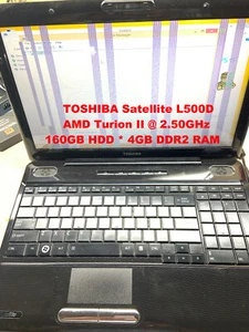 TOSHIBA Satellite L500D_AMD Turion II@2.50GHz_160GB HDD_4GB DDR2 RAM_15.6"Screen - Picture 1 of 11