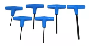 Genuine Allen Brand 6 Pc Metric T Handle Hex Key Set 2mm-6mm USA Made Blue - Picture 1 of 2