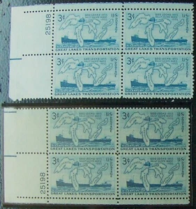 Sello de Estados Unidos Scott #1069 Great Lakes Transportation MNH 2 bloques de placas mismo número - Imagen 1 de 1