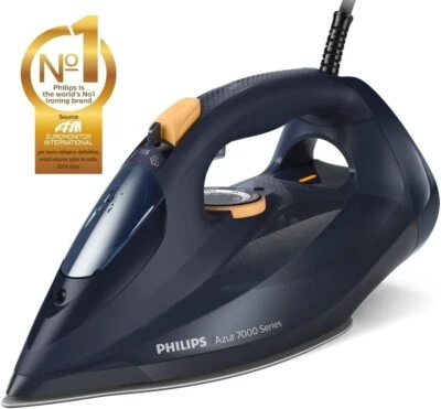 New Philips Steam Iron Azur 7000 Series 2800W 50g min 250g Steam Boost Yellow - Image 1 of 4