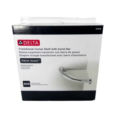 Delta 41416 Decoración Asistente Transicional Estante Esquina con Barra de Asistencia Cromo Pulido Foto 1 de 4