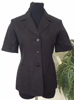 Chaqueta Blazer Talbots Para Mujer Negra Mezcla de Lino Manga Corta Nueva con Etiquetas Talla 4 Precio de venta sugerido por el fabricante 98 USD. Foto 1 de 4
