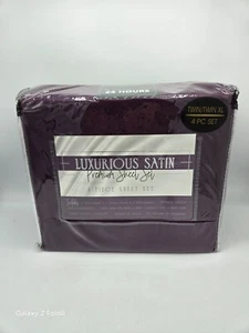 Adults Maroon Luxurious Satin Premium Bed Sheet 4 Piece Set Twin/Twin XL Size - Picture 1 of 3