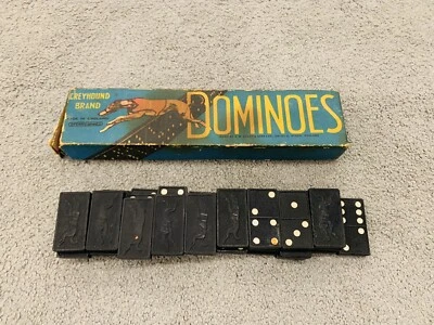 Vintage Set Of 28 Greyhound Brand Dominoes By Spears Games in Original Box - Image 1 of 4
