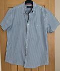 MAINE SHORT SLEEVED BLUE STRIPED MIX SHIRT SIZE MED (39-42”) VERY GOOD CONDITION