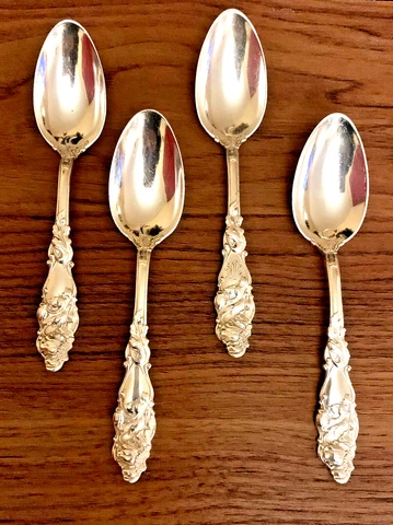 Gorham H408 Floral Month August Poppy 4 Sterling Silver Spoons 5 3/4” RARE! Cover