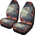 Fierce Wolf Pattern Universal Front Car Seat Covers Full Set Of 2 For Men