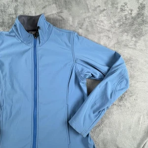 Marmot Jacket Womens Medium Blue Softshell Fleece Lined Full Zip Hiking Outdoor - Picture 1 of 12