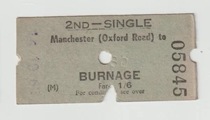 Railway Ticket BR Manchester (Oxford Rd) to Burnage 2nd Class Single Bell Punch - Picture 1 of 1
