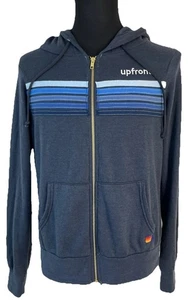 Aviator Nation Hoodie Mens Medium Blue Gray Stripe Zip Up Sweatshirt Upfornt USA - Picture 1 of 11