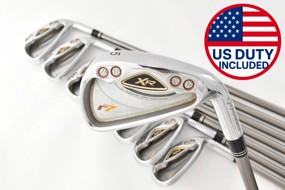 8Pcs TaylorMade r7 XR Iron Set 5-6-7-8-9-PW-AW-SW REAX 50 S Stiff RH Golf Clubs - Image 1 of 4
