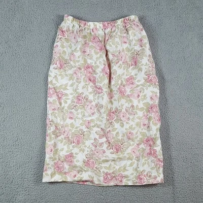 Falda midi floral recta lápiz cintura elástica flor rosa vintage años 80 8 Foto 1 de 4