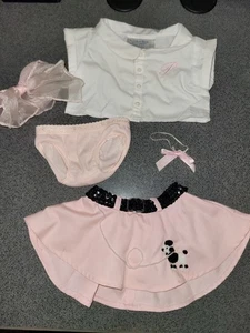 Build-A-Bear Workshop 1950s Poodle Skirt Outfit Set Shirt Skirt Scarf Undies Bow - Picture 1 of 5
