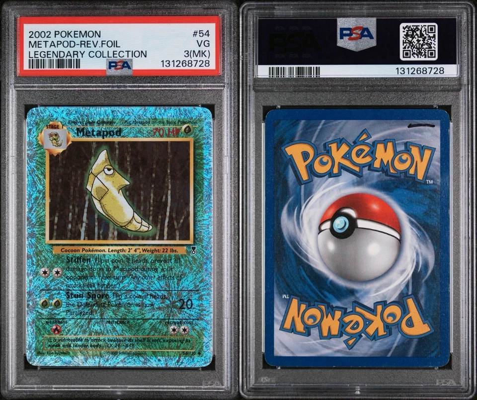 2002 POKEMON LEGENDARY COLLECTION #54 METAPOD-REVERSE FOIL PSA 3MK - Image 1 of 1