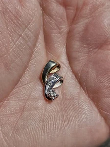 10k White And Yellow Gold And DIAMOND spiral Pendant Charm - Picture 1 of 7