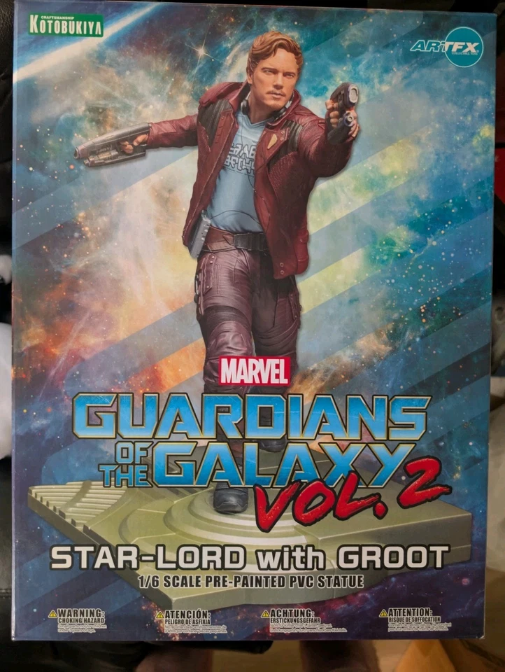 Kotobukiya Guardians Galaxy Vol. 2 Star-Lord with Groot ArtFX Statue - Used Foto 1 de 4