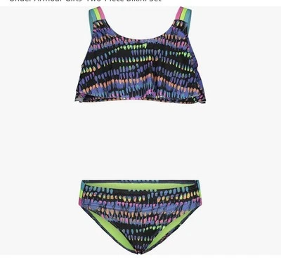 Under Armour Two Piece Bikini Set Black Watercolor Size 12 Swimsuit NWT Girls - Image 1 of 4