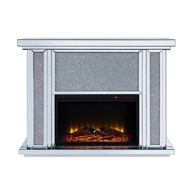 Acme Nowles Fireplace in Mirrored and Faux Stones - Image 1 of 4