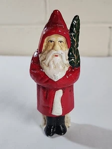 Hierro fundido primitivo vintage 2 piezas. Banco de monedas de Navidad de Papá Noel 5,75" St. NicK - Imagen 1 de 9