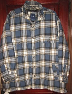 Basic Editions Men's 3XL Shirt Jacket Flannel Quilted Lined Plaid Pockets Soft - Picture 1 of 3