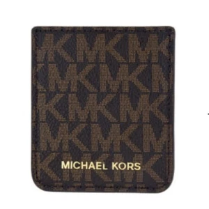 Portefeuille autocollant poche téléphone cuir logo monogramme marron doré MICHAEL KORS - Photo 1 sur 8